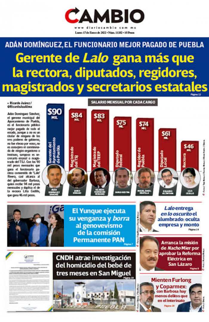 Gerente de Lalo gana más que la rectora, diputados, regidores, magistrados y secretarios estatales