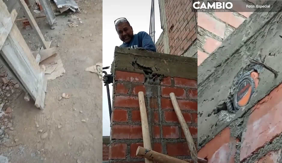 ¡No puede ser! Albañiles olvidan herramienta dentro de concreto (VIDEO)