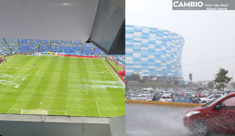 ¡Tormenta en el Cuauhtémoc! Así quedó la cancha para el Puebla vs América (FOTOS y VIDEO)