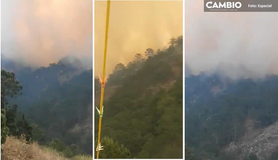Piden helicóptero para combatir incendio en Tetela; fuego amenaza con destruir 50 casas (VIDEO)