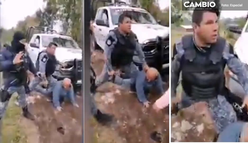 VIDEO: Policías someten abuelito en Huauchinango