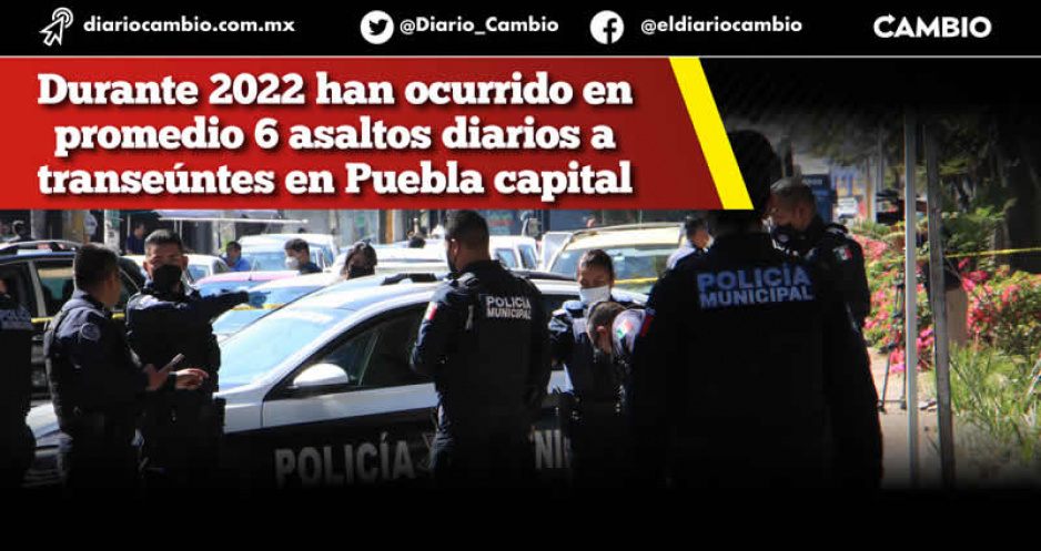 El robo a transeúnte en las calles de Puebla capital creció 18 % durante 2022 respecto a 2021