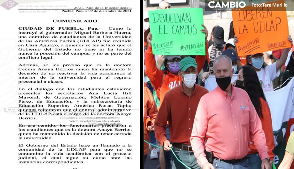 Segob recibe a la comunidad estudiantil de la UDLAP; recalca que no tiene injerencia en la universidad