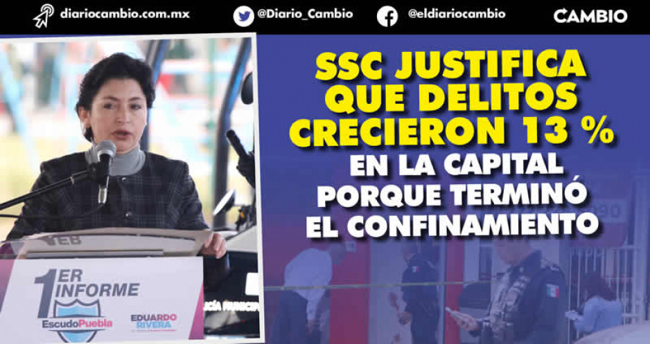 Lic. Consuelo justifica aumento del crimen en Puebla capital: subió porque terminó la pandemia