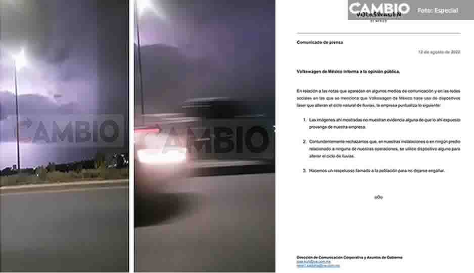 Niega Volkswagen lanzar láser a nubes para evitar lluvia en Cuautlancingo