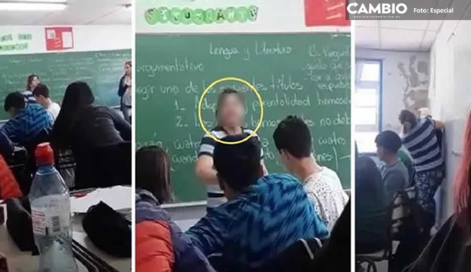 VIDEO: Mamá entra al salón de clases y da golpiza a compañero que molestaba a su hijo