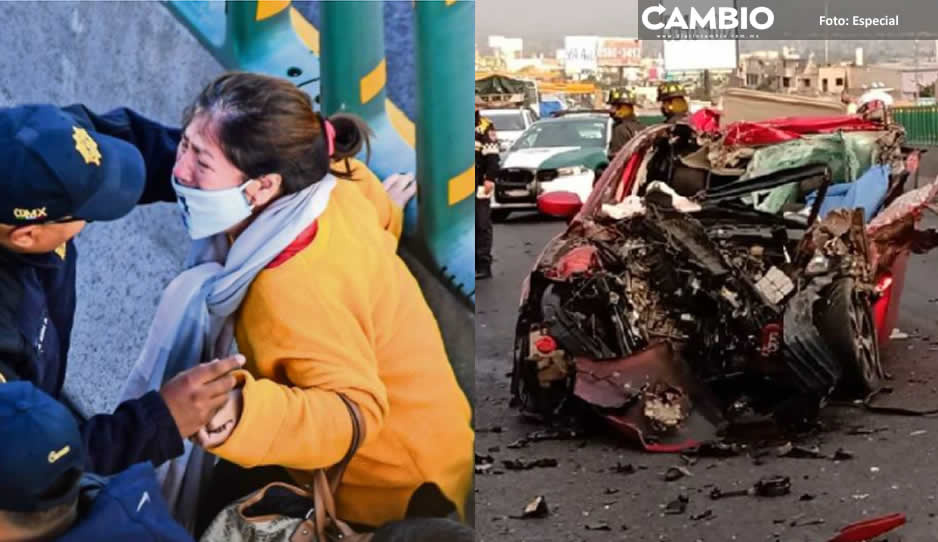 ¡Madre destrozada! Hijo muere prensado en accidente en la México-Puebla