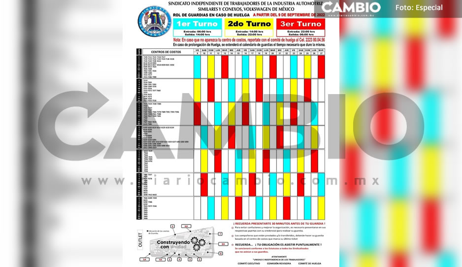 Sindicato mete presión a VW: publica calendario para guardias de huelga