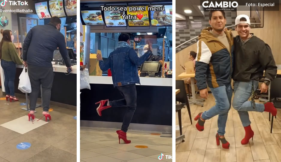 ¡Quiero intentarlo! Jóvenes se ponen tacones rojos para canjear menú gratis en McDonald’s (VIDEO)