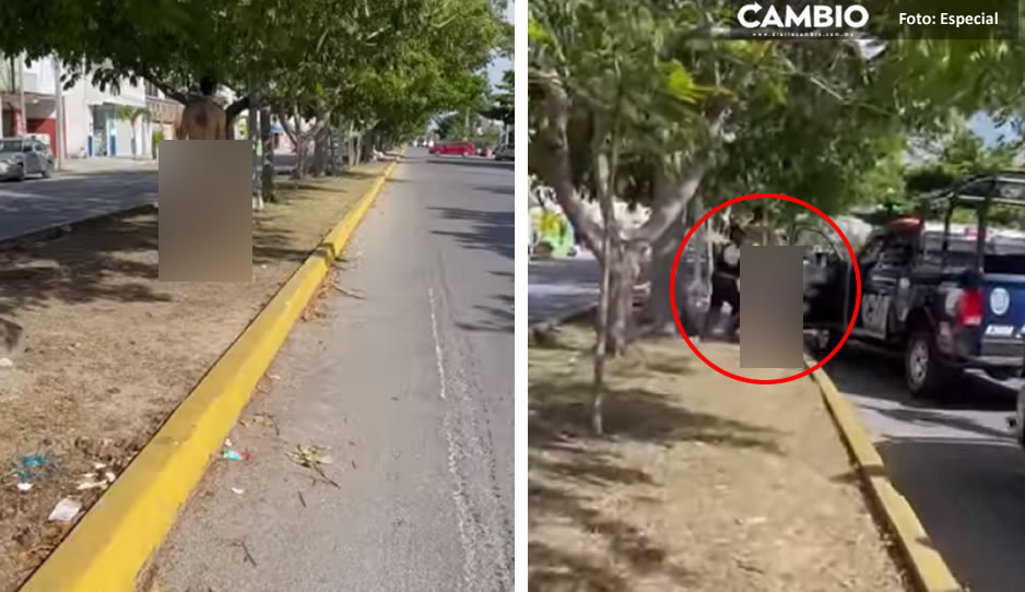VIDEO: En traje de Adán y Eva, así se paseaba turista en calles de Quintana Roo