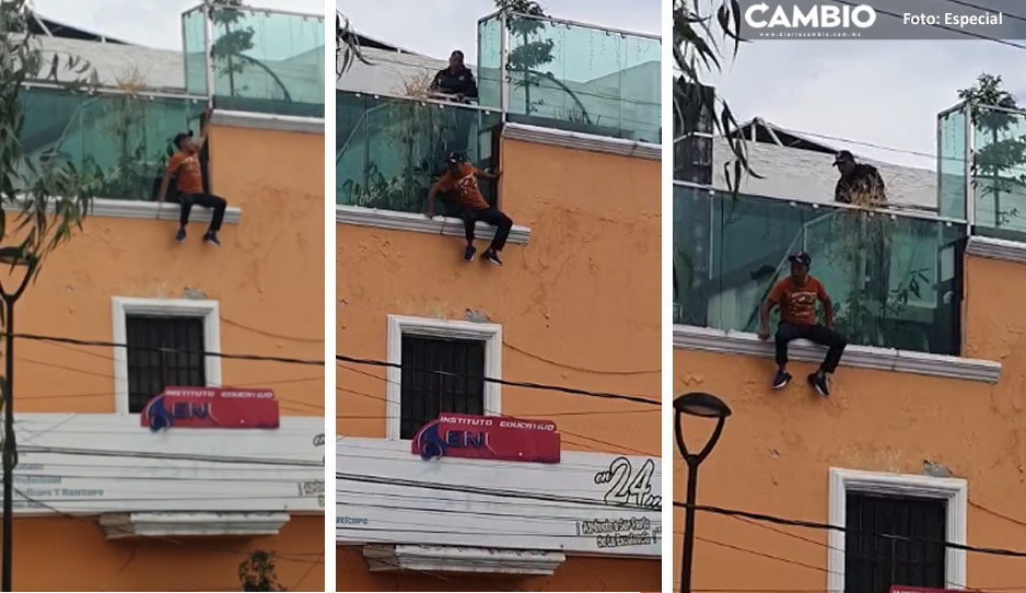 Hombre intoxicado intenta lanzarse de un edificio de la zona centro de Actazingo (VIDEO)