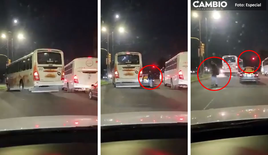 Chofer de ruta 68 se pasa semáforo en rojo y casi atropella a peatón (VIDEO)