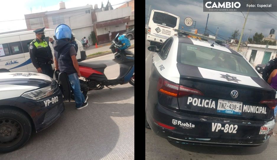 Policías municipales intentan extorsionar a joven motociclista en Blvd. Carmelitas