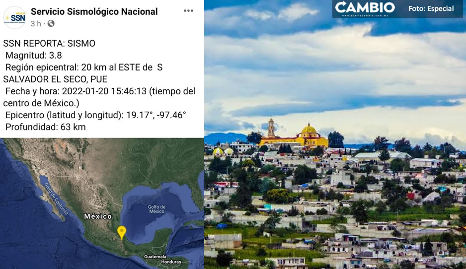 Primer sismo del año en Puebla: fue de 3.8 con epicentro en El Seco