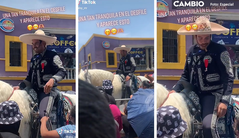 Charro poblano rompe corazones en el Desfile de Puebla (VIDEO)