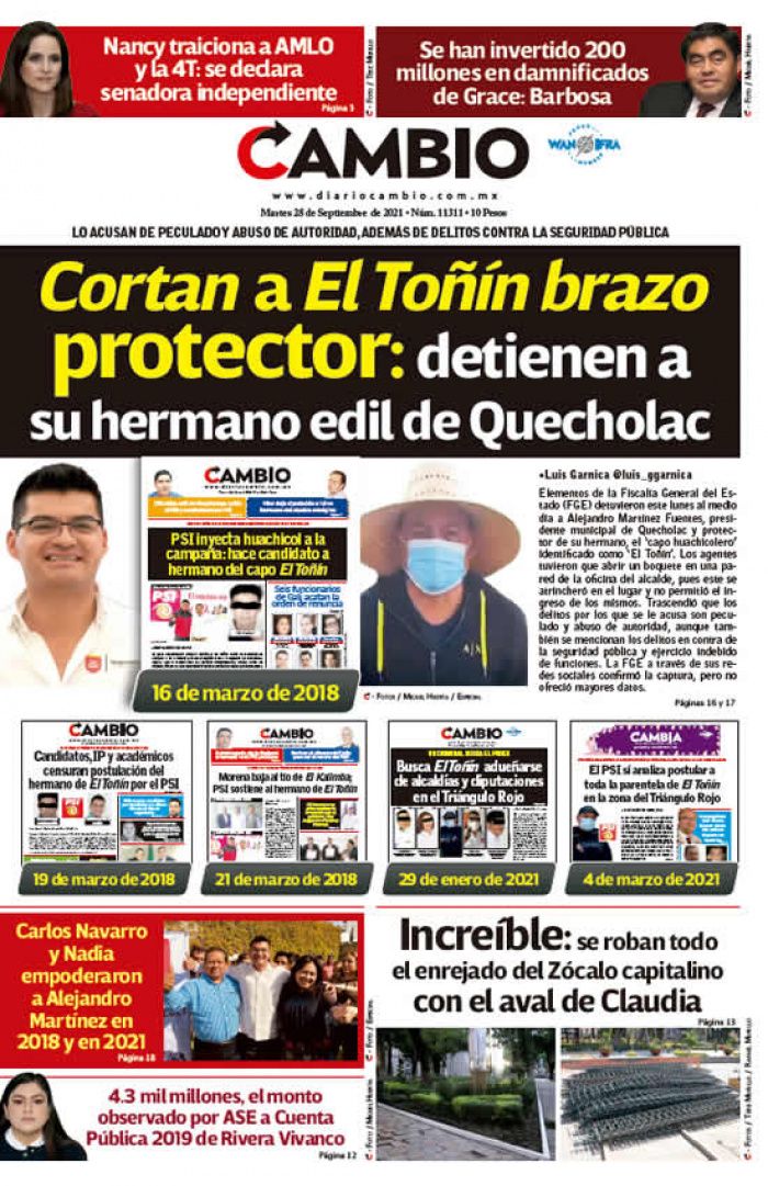 Cortan a El Toñín brazo protector: detienen a su hermano edil de Quecholac