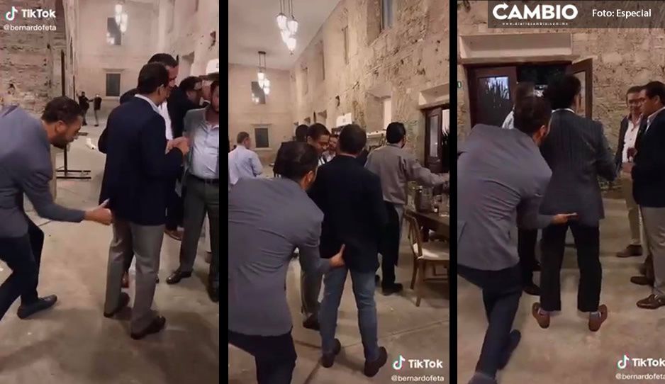 Vulgaridades del vulgar: Bernardo Fernández Tanús se exhibe agarrando el trasero de empresarios (VIDEO)