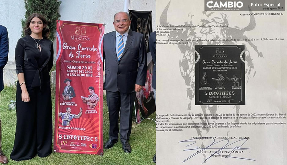 Juez Federal suspende corrida de toros en la Feria de la Manzana de Zacatlán