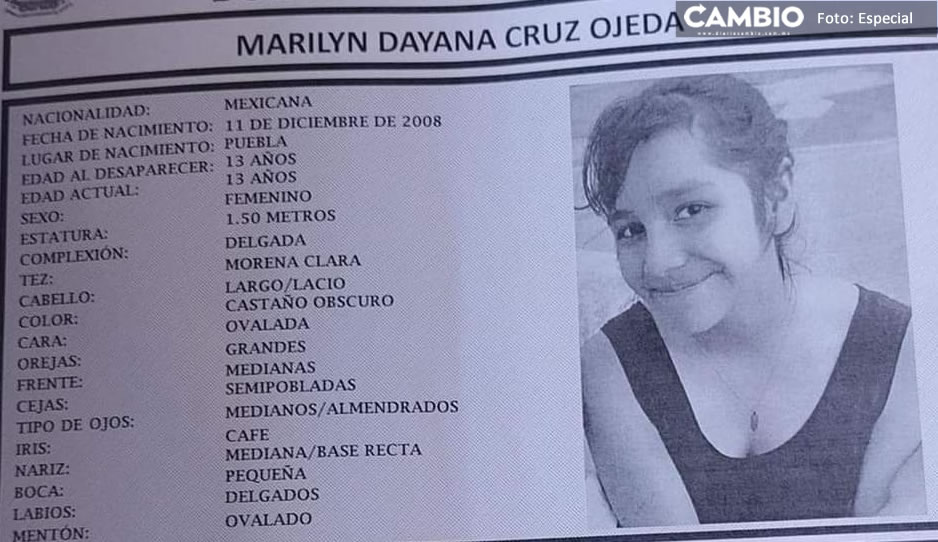 ¿Las has visto? Marilyn Dayana Cruz de 13 años desapareció en comunidad de Tlahuapan