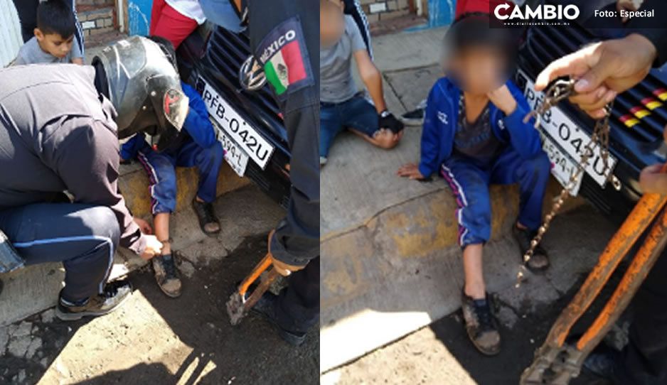 Madre desalmada tenia encadenado a su hijito de siete años