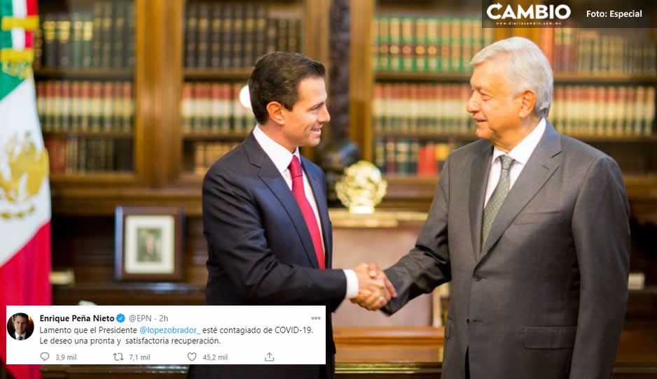 Peña Nieto reaparece en Twitter; desea pronta recuperación a AMLO