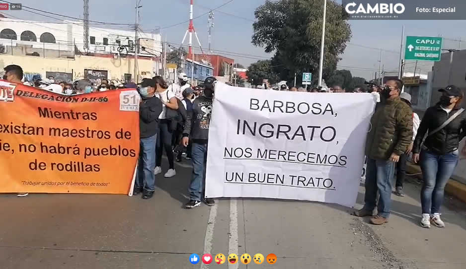 Profesores del SNTE marchan de la China Poblana a Casa Aguayo; siguen exigiendo su pago retroactivo