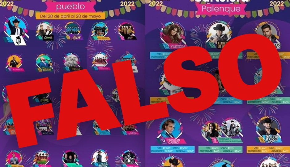 Filtran cartel FALSO de la Feria de Puebla y Palenque 2022; aclara el Gobierno del Estado