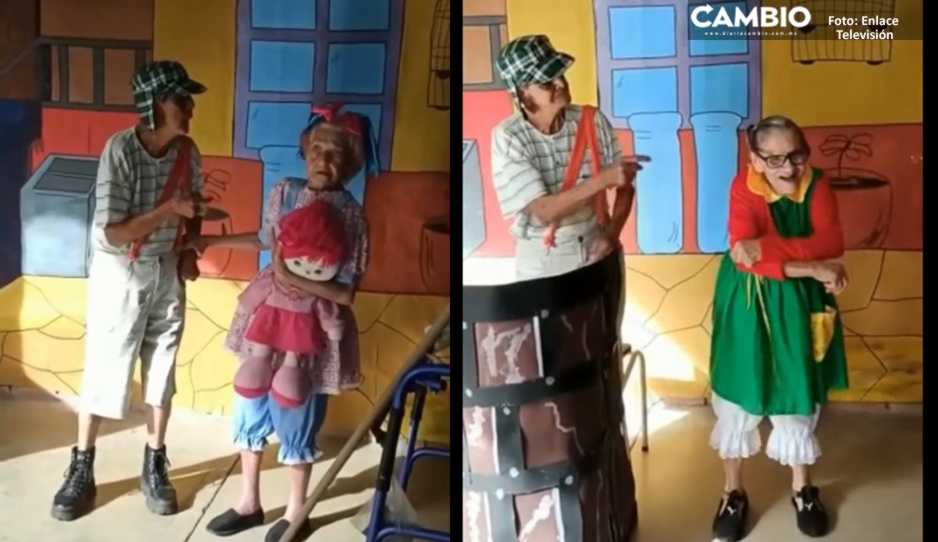 ¡Qué lindos! Abuelitos recrean escena de la Vecindad del Chavo del 8 (VIDEO)
