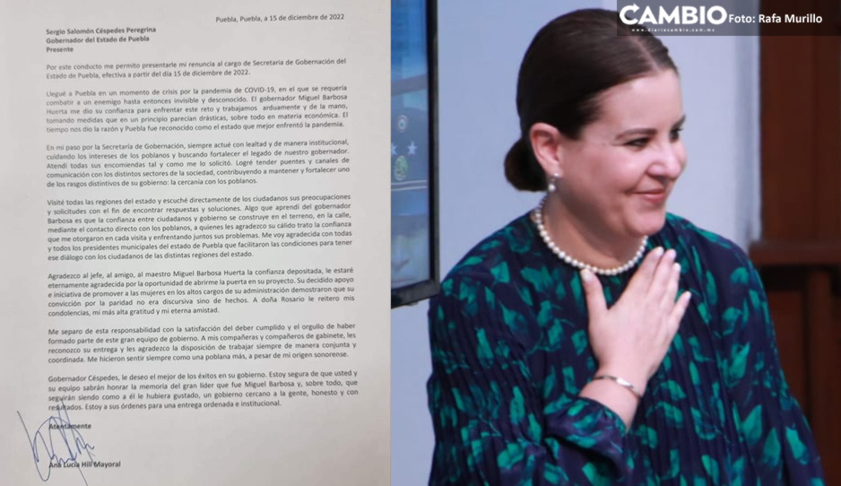 Primer movimiento en el gobierno sustituto: renuncia Ana Lucía Hill a la Secretaría de Gobernación