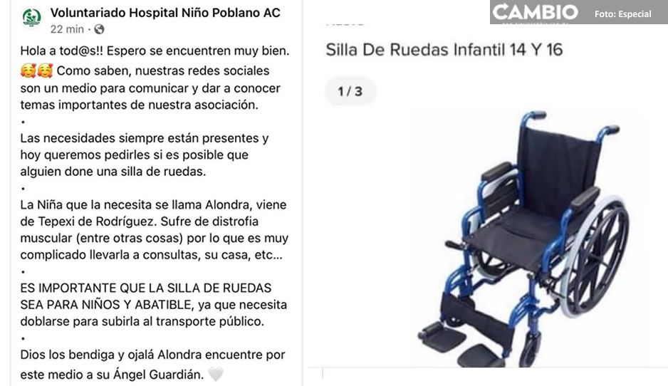 ¡Ayuda a la pequeña Alondra! Necesita una silla de ruedas especial para asistir a consultas en el HNP