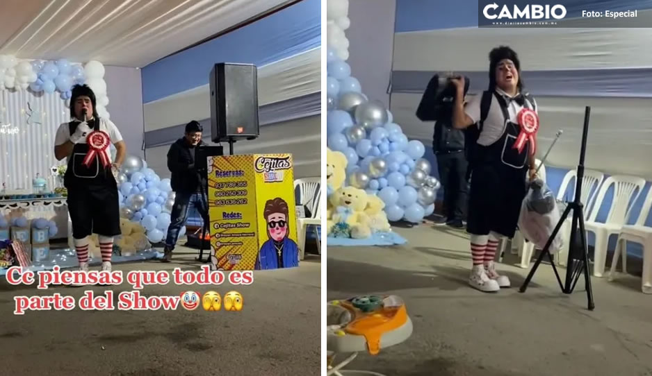 ¡Qué oso! Payasito se equivoca de fiesta; se dio cuenta a medio show (VIDEO)