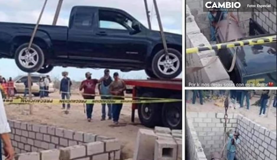 Fue su última voluntad; lo entierran con su camioneta y se hace viral en redes (FOTOS)