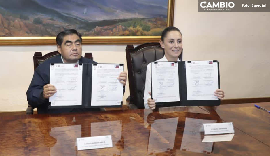 Barbosa y Sheinbaum firman convenio de seguridad para Puebla y CDMX (VIDEO)