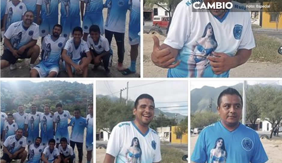 ¡Van con todo! Equipo de futbol usa uniformes con la foto de Karely Ruiz