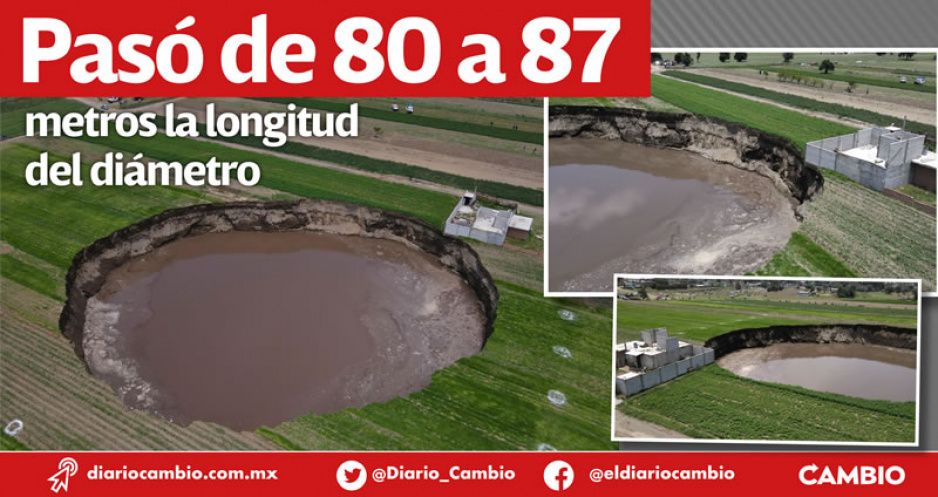 Socavón en Juan C Bonilla creció 7 metros en sólo 24 horas, reporta Segob (FOTOS Y VIDEOS)