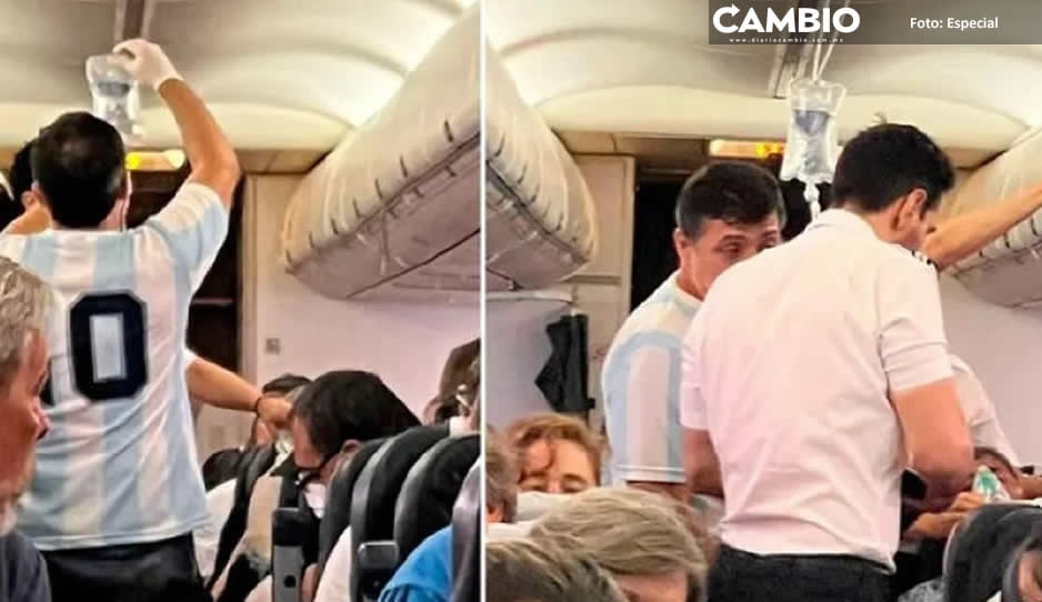 ¡Milagro en el cielo! Médico con camiseta de Messi le salva la vida a pasajero en pleno vuelo