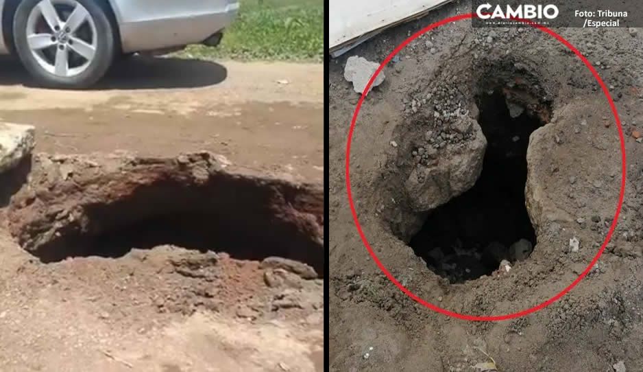 Aparecen en socavón Zacatepec dos huecos de 50 metros de profundidad