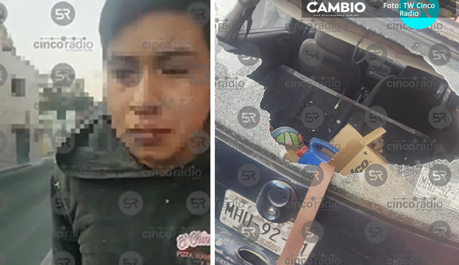 Detienen a ladrón tras dar cristalazo a coche estacionado en Tonantzintla (VIDEO)