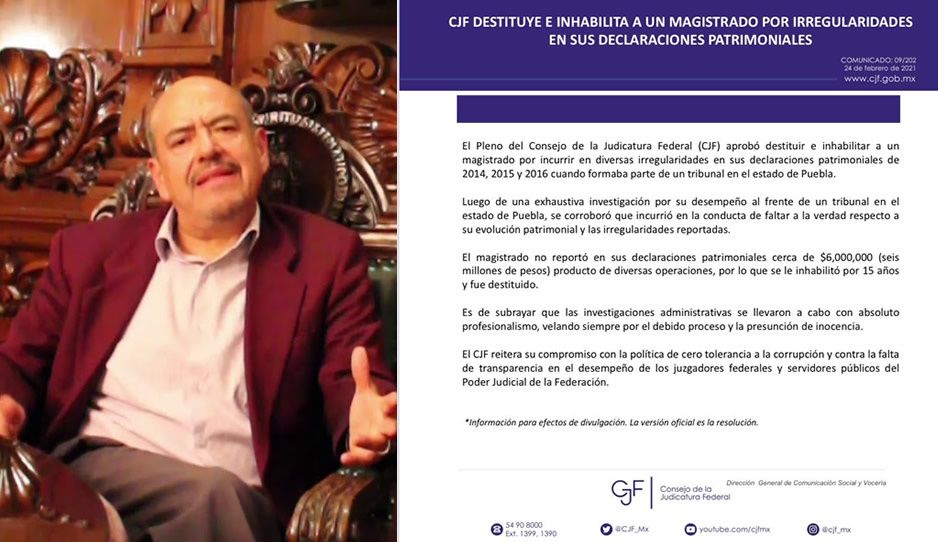 CJF destituye e inhabilitan por quince años al ex magistrado Carlos Loranca
