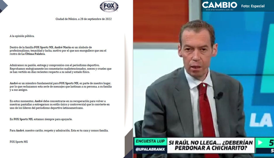 André Marín debe concentrarse en su recuperación, dice Fox Sports ante la enfermedad del comentarista