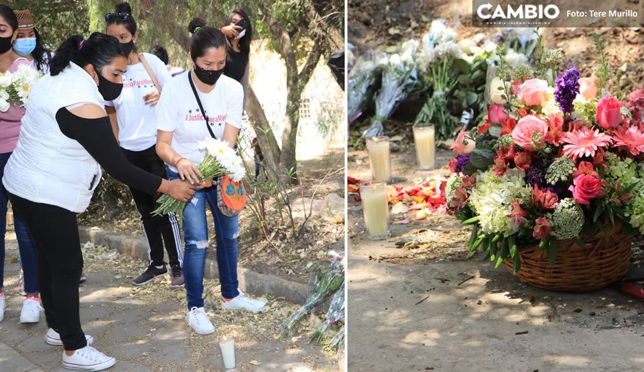 ¡Al grito de justicia! Colocan ofrenda floral y veladoras a Monserrat Zacatelco en Xonaca (VIDEO)