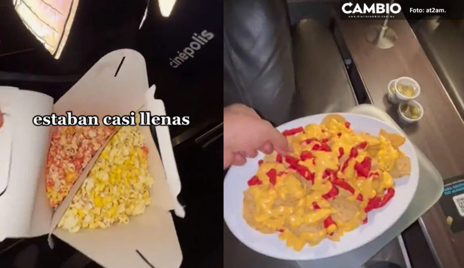 Jóvenes se comen sobras de palomitas y nachos que otros dejaron en Cinépolis (VIDEO)