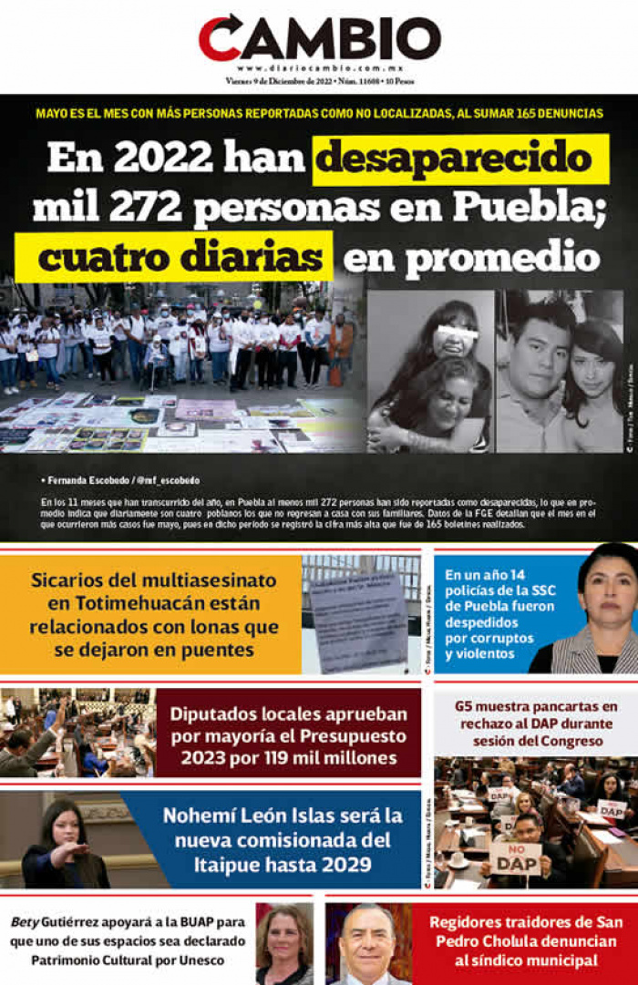 En 2022 han desaparecido mil 272 personas en Puebla; cuatro diarias en promedio