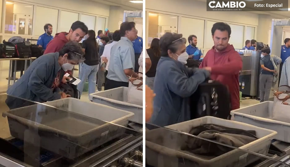 ¡Gran gesto! Checo Pérez ayuda a abuelita con su maleta pesada en el aeropuerto (VIDEO)