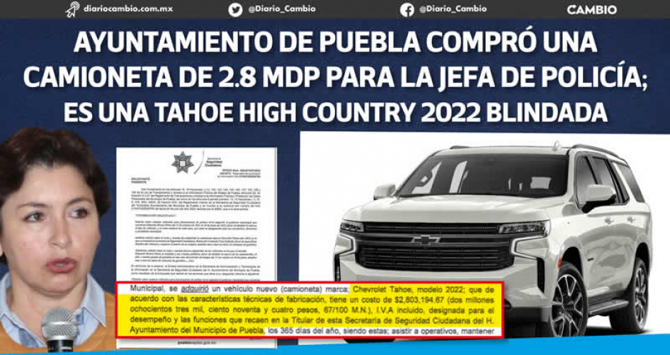 Ayuntamiento compró camioneta de 2.8 millones para Consuelo porque la inseguridad aumentó