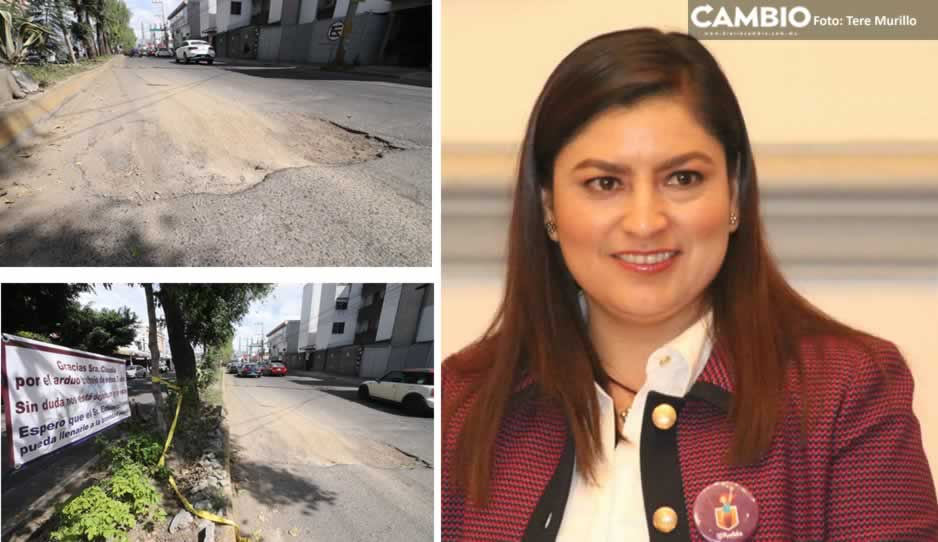 ¡Gracias Claudia! Baches convierten la 5 Sur en un campo minado