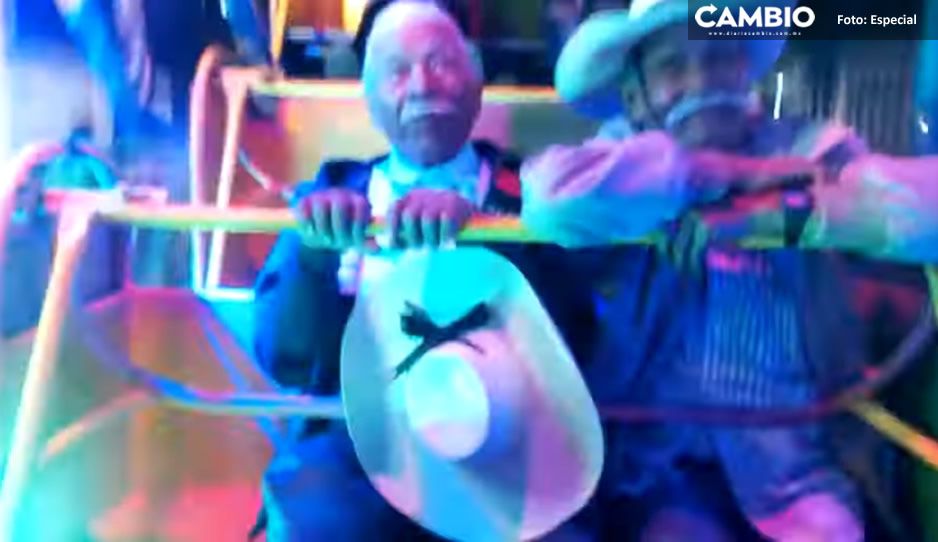 VIDEO: Abuelitos se suben por primera vez a juego mecánico y su reacción se viraliza