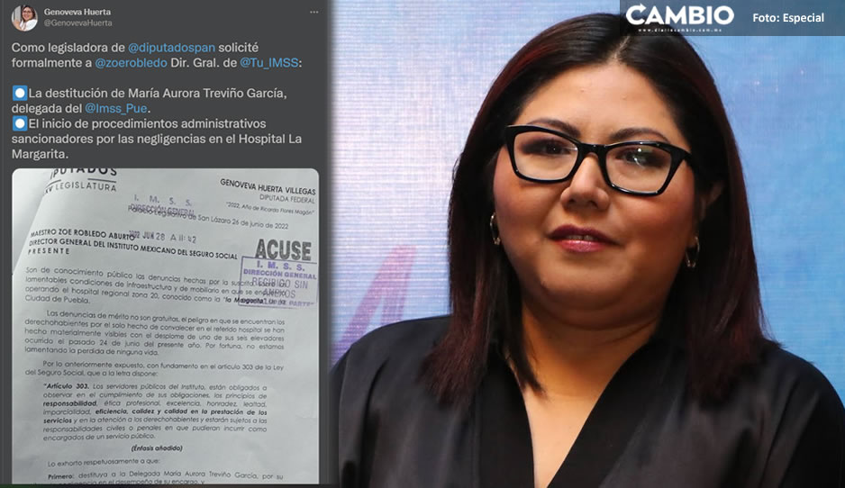 Genoveva Huerta presenta solicitud para destituir a Aurora Treviño delegada estatal del IMSS