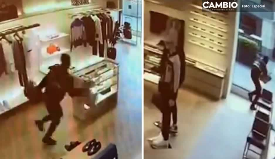 VIDEO: Ladrón termina noqueado al intentar escapar de tienda Louis Vuitton