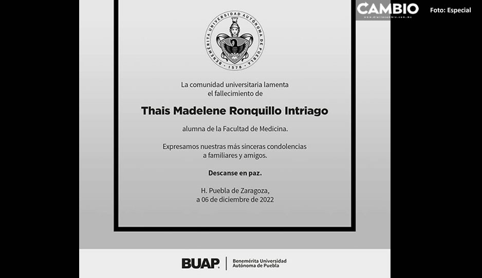 Thais Madelene era estudiante de la BUAP y fue arrollada a bordo de su moto en la  9 Sur